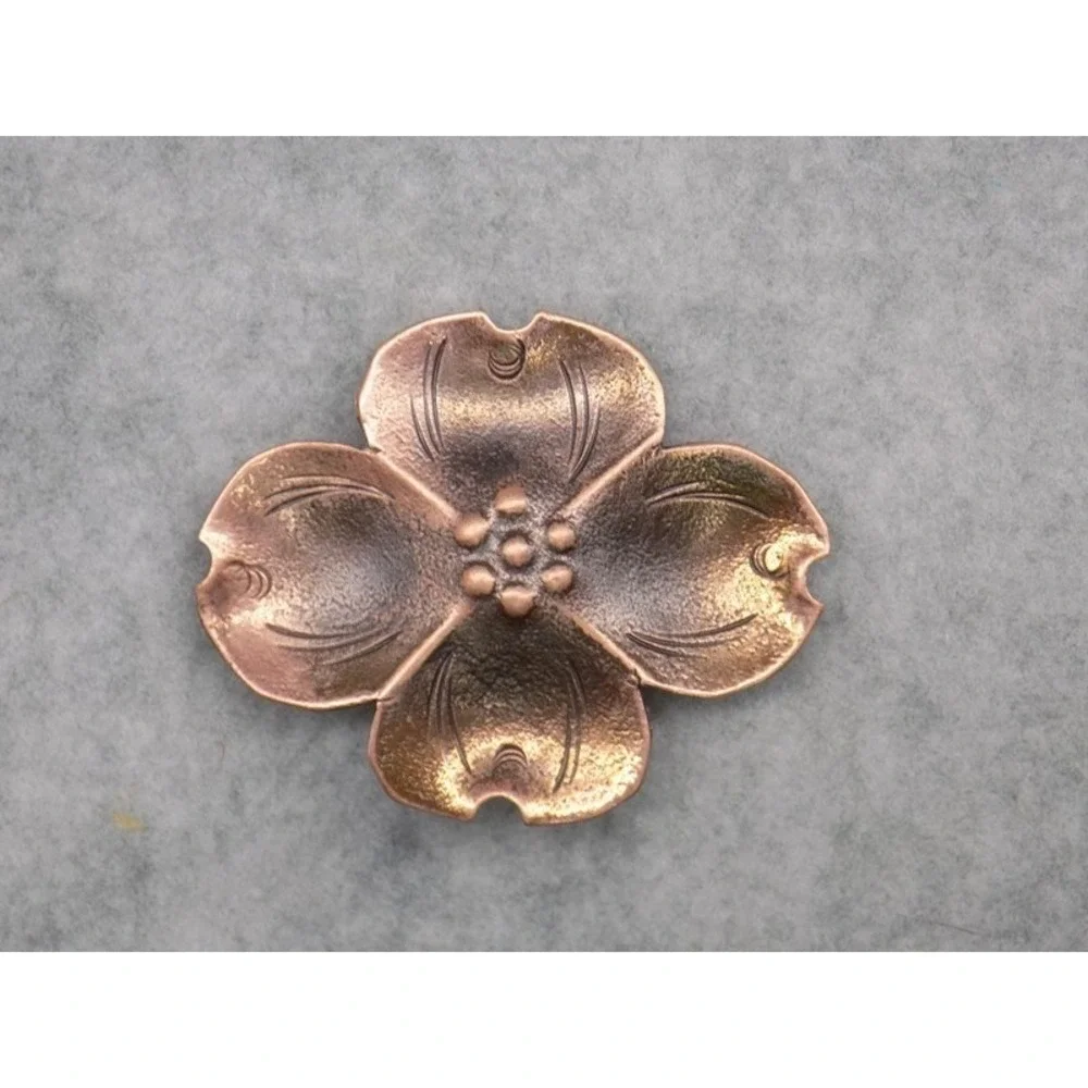Stuart Nye Copper Dogwood Blossom Brooch Pin Vintage Unsigned Hand Wrought